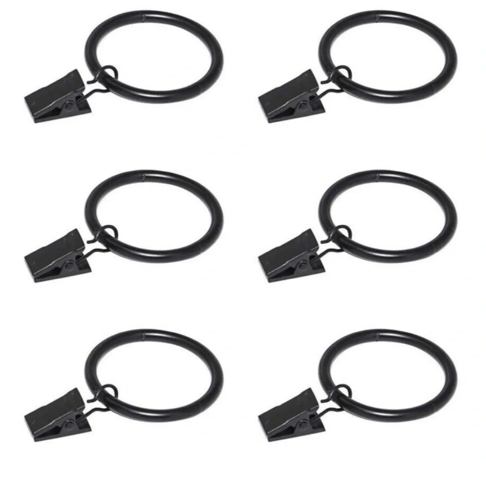 Curtain Drapes Clip Rings Set of 14 Black Metal